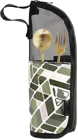 Bolsa portátil para cubiertos, estuche de transporte de vajilla, soporte para utensilios, estuche de almacenamiento, bolsa con cremallera, organizador de cubiertos para pajilla, cuchara, tenedor,