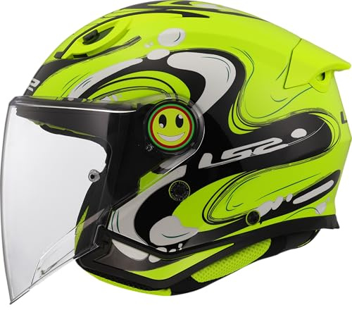 LS2 OF622 Funny II Glup Kids Jet Helmet, black/neon yellow, Y/S (47/48)