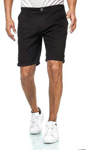 Smith & Solo Kurze Hosen Herren - Chino Shorts Kurz Baumwolle, Bermuda Hose Sommer, Laufshorts Männer Sport Trainingshose (Schwarz, L)