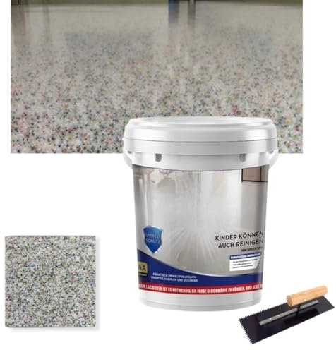High-Gloss Marble Effect Epoxy Floor Paint - Waterproof Anti-Slip Water-Based Coating for Concrete, Garage and Both Indoor and Outdoor Surfaces