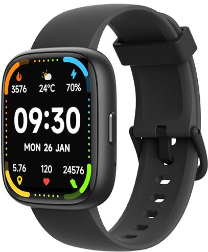 KALINCO Montre Connectée Hommes Femmes avec Alexa, 1,83 Écran Smartwatch, Appels Bluetooth, Étanche IP68, 110+ Sportif/Fréquence Cardiaque/SpO2/Sommeil/Pression pour iOS et Android