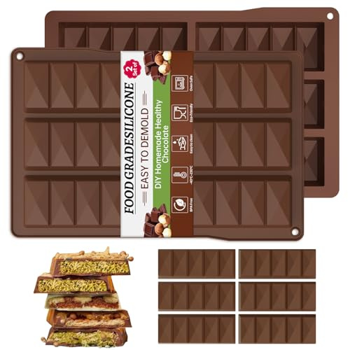 Moule Mini Tablette Chocolats Dubai Forme Diamant,2 Pièces Moule Silicone Pepites Chocolat Carrée Démoulage Facile Pour Knafeh Pistache Protéiné Barre Dragées Céréales