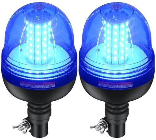 Justech 2OCS 60 SMD LED Feux d’avertissement Rotatifs 12/24V E-mark Lumière Stroboscopique IP56 étanche 3 Modes de Flash Strobe Beacon Light pour Camion Tracteur Caravane