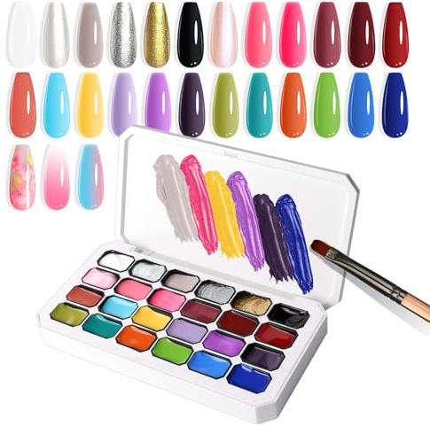 U-Shinein 24 Colors Gradient Painting Gel, French Manicure DIY, Palette A | 24-Color Gradient Painting Gel, For Ombre & Aura Nails, French Manicure Diy Kit, Long-Lasting, For Home & Salon, Palette A