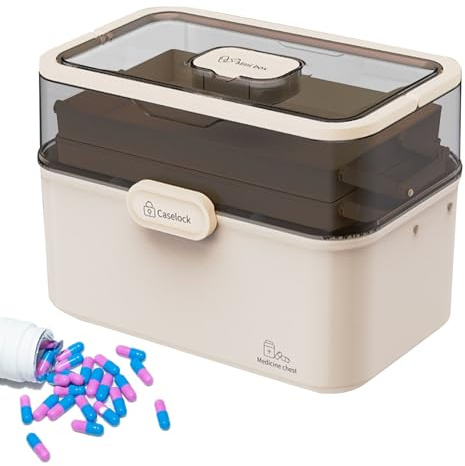 Caso di stoccaggio multi-compartimento Home - Organizzatore di medicina di famiglia | Maniglia di blocco della scatola di smistamento leggera per articoli da toeletta, forniture artigianali, strumento