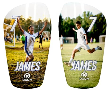 Oxum Sport - Espinilleras de Fútbol Personalizadas para Niños y Adultos - Personaliza con tu Foto, Número y Nombre -Bolsita para espinilleras de Regalo - Gama One Gilds