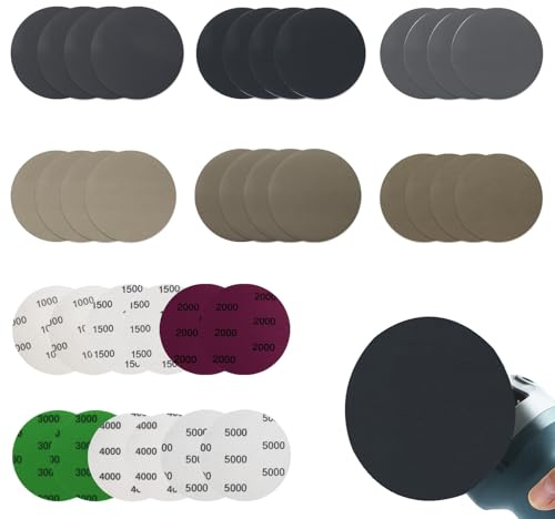 30 Pièces Disque Abrasif 75mm, Papier a Poncer Carrosserie Disques de Ponçageb, Disques Abrasifs Auto-Agrippants Grain 1000/1500/2000/3000/4000/5000 pour Métal, Bois, Meulage, Polissage Miroir