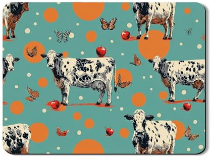 Cow Dish Drying Mats For Kitchen Counter, Vintage Absorbent Rubber Dish Drainer Rack Mat, Rustic PU Leather Drying Pad For Coffee Bar Protector 18x24 Inch