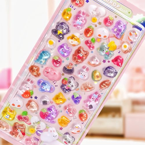 Tivleed Cute Stickers, 3D Stickers, Puffy Stickers - 50 Pieces Cartoon Animal PVC Stickers for Kids, Phone Case, Laptop, Notebook Decoration and Crafts
