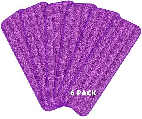 MEXERRIS 6 Recambios de Almohadillas de Microfibra para Fregona, 39 x 13cm | Mop Pads Almohadillas Reutilizables y Lavables a Máquina para Fregonas Pulverizadoras, Suaves y Duraderas, Morado