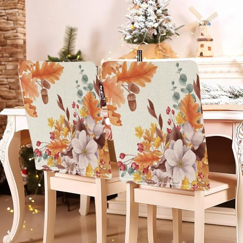 Coprischienale autunnale per sala da pranzo, in lino, antiscivolo, resistente, antipolvere, per cucina, feste, festival, decorazione per la casa (#16 (2 pezzi), 49 x 58 cm