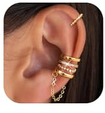 Adramata 5Pcs Ear Cuff Earrings for Women Adjustable Fake Earrings Cartilage Helix Piercing Earring Silver/Gold Plated Clip On Earring Set Hypoallergenic Fake Piercings Ear Cuff No Piercing