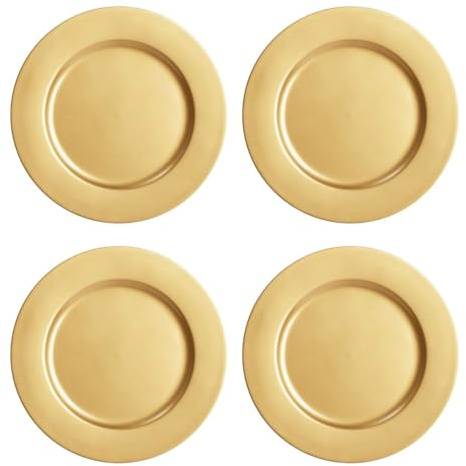 Glac Store Sottopiatto Elegante, Diametro 33 cm, Altezza 1,4 cm, Disponibile in Oro o Rosso Lucido, per Matrimoni e Feste Natalizie (4, Oro)