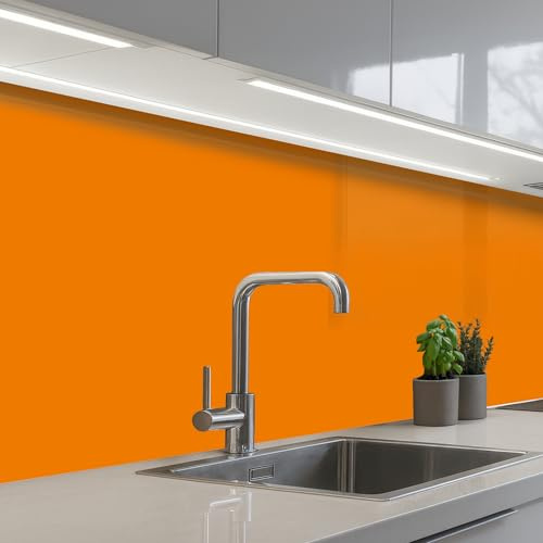 KitchenYeah© Crédence Adhésive Résistant À La Chaleur Protection Mur | 60x250 cm - Cuisine Panneaux Muraux Adhesif Panneau Decoratif Interieur Orange - Saisons - Automne