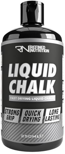 REFINED NUTRITION Liquid Chalk for Gym, Climbing & Weightlifting (250ML) – Quick Dry, Mess-Free Gym Chalk for Lifting, Pole Grip & Gymnastics, Sweat Control & Strong Grip