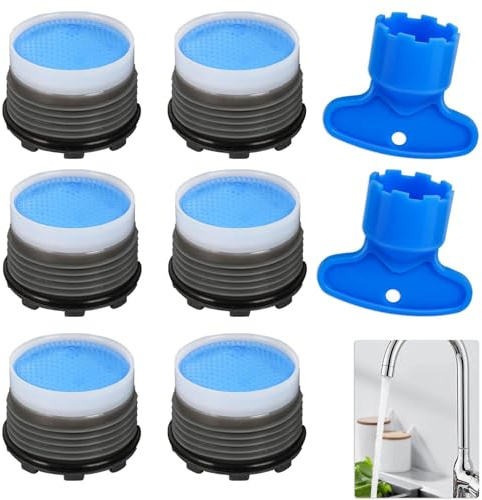 JOOTUEPO 6 Stück Wasserhahn Aufsatz Strahlregler M18.5 Wasserhahn Siebeinsatz Strahlregler für Wasserhähne mit Filter inkl Duschschlüssel, Aufsatz Einsatz Filter Verchromt Bubbler für Bad,Küche