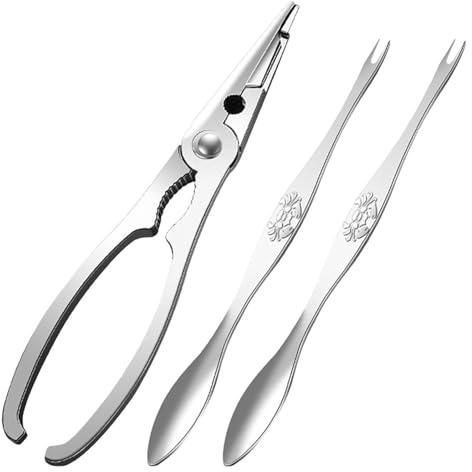 CIYODO Herramientas para Marisco de Acero Set Pinzas y Agujas Resistentes para Cangrejo y Langosta Utensilios Prácticos para Comer Mariscos Casa y Restaurante