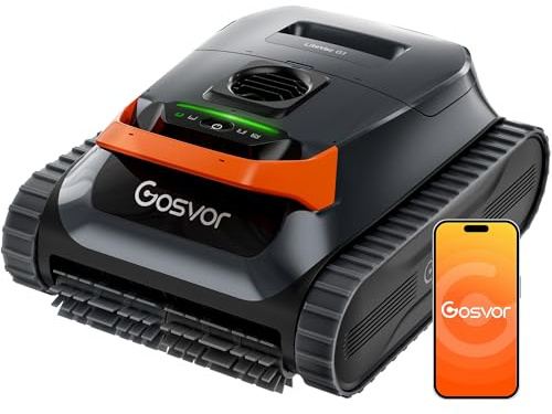 (Nuovo 2026) Gosvor Robot Piscina Pareti e Fondo, Doppia Filtrazione, Navigazione Intelligente, 5 Modalità, APP, 200 min Autonomia, Linea Acqua, Parcheggio Auto, Aspirapolvere per Piscina fino a 200㎡