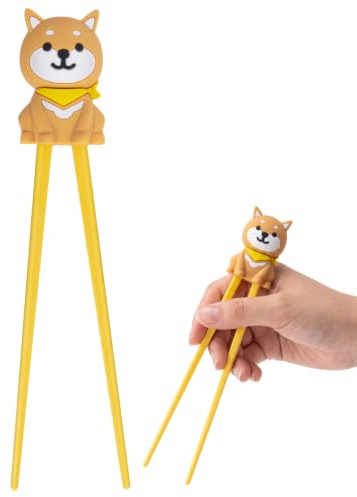 GAZIL Palillos para aprender, con resorte, reutilizables, antideslizantes, resistentes al calor, para fideos, modelo Shiba Inu