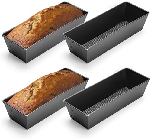 Gyism 4 Pcs Rectangular Bread Pan, 3LB Carbon Steel Bread Baking Tin, 12 Inch Non-Stick Loaf Tins, Loaf Baking Pan Ideal for Cakes, Banana Bread & Meatloaf (31.3x11.5x7.5cm)