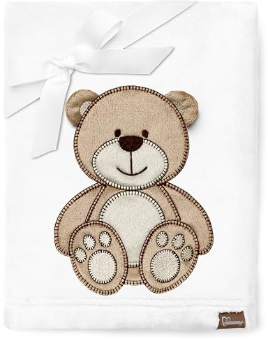 Be Mammy Coperta calda per bambini con peluche regalo per bambino con motivi 3D (Bianco - Orso)