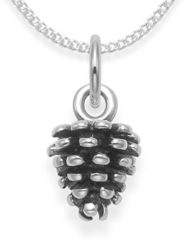 NEW LOWER PRICE Heather Needham Sterling Silver Pine Cone Necklace on 16/40cm Silver chain - Size:12mm (plus the top ring) x 7mm. Gift boxed 8089/16/Hnbox