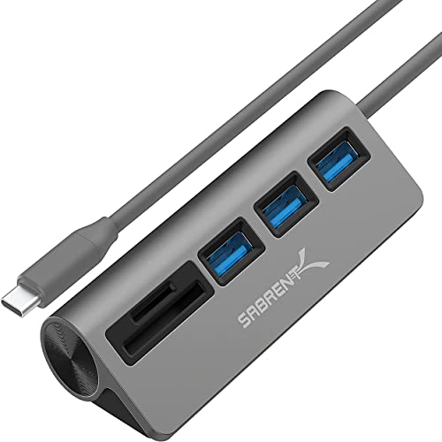 SABRENT USB C Adapter, USB C 3.2 Gen1 hub, USB verteiler mehrfach, USB c verlängerung Docking Station mit | 3 USB-C 3.0 HUB | SD/Micro SD kartenleser, für PS5, Gaming PC, USB Stick, MacBook (HB-U3CR)