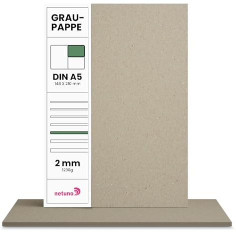 Netuno 20 fogli cartone grigio per rilegatura formato A5 14,8 x 21 cm spessore 2,0 mm 1230g cartoncino grigio liscio per rilegatura bricolage lavoro di cartonaggio scrapbooking rilegature libri
