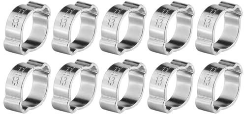10pcs Zinc Plated Stainless Steel Pipe Clamps Two-Ear Hose Drive Clamp 5-23mm for Fule Petrol Pipe Tube(11-13Mm)
