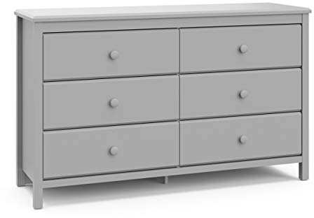Storkcraft Alpine 6-Drawer Dresser (Pebble Gray) – GREENGUARD Gold Certified, Gray Dresser for Bedroom, Kids & Nursery Storage Drawers, Safety Interlocking Drawers, Pre-Installed Tracks, Kids Bedroom