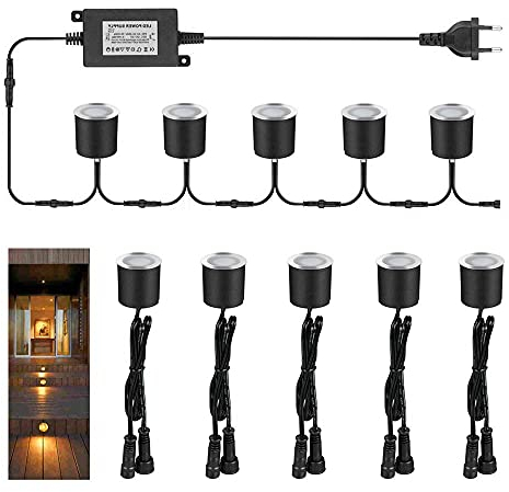 Arotelicht 10er LED Einbaustrahler led Einbauleuchte Bodeneinbaustrahler außen, warmweiß IP67 wasserdicht 0,6W Ø32mm Terrasse Küche Garten (warmweiß, 12V)