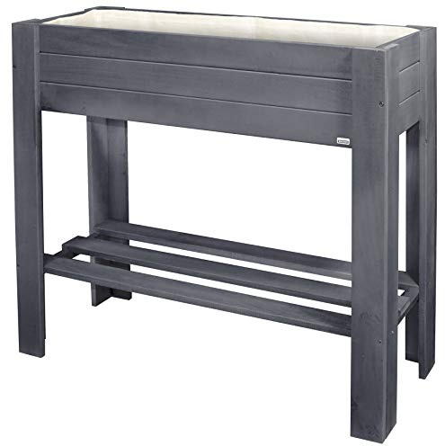 WAGNER GreenFAMILY - Huerto Urbano/Cama elevada - GreenBOX Light - Madera Blanda, Madera Maciza FSC®, anthracita, 70 x 83 x 34,5 cm, balda, Incl. Bolsa - 25024001