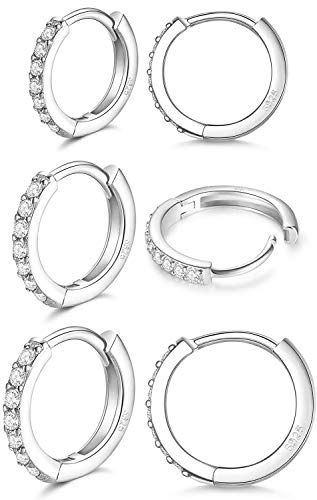 LIHELEI Damen-Ohrringe aus Silber, kubischer Zirkonia, Huggies S925 Sterling Silber, Zirkonia, Cubic Zirkonia, Zirkonia