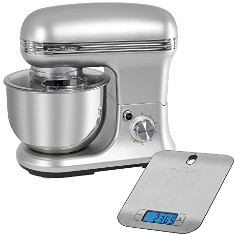 ProfiCook® Knetmaschinen-Set | Knetmaschine und Waage | Spezialgetriebe | 5 Liter | 8 Geschwindigkeitsstufen | 1200 Watt | Messbereich bis 5000 g (in 1 g-Schritten) | Edelstahl | PC-KM 1222 W