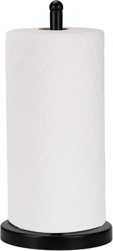 E-ROOM TREND Portarrollos de Cocina de Rollos Base Pesada Dispensador de Metal Resistente Cocina Toalla de baño Resistente Portarrollos Organizador Soporte para pañuelos Negro Mate (A076)