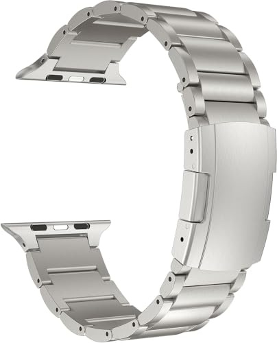 Bracelet Titane Apple Watch 11/10/9, Ultra 3, SE 3, 3 Maillons | MaKTech, Bracelet Affaires Léger, Fermoir Déployant, pour Apple Watch Series 11/10/9/8/7/6/5/4, Ultra 3/2/1, SE 3/2/1
