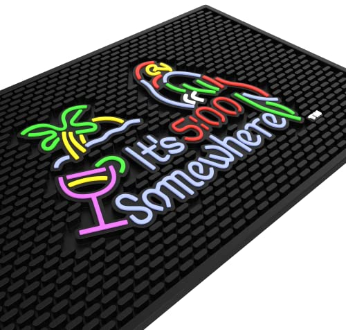 Ultra hochwertige Barmatte – It's 5:00 Somewhere 30,5 x 45,7 cm Gummi-Barmatte; unterhaltsame und lebendige Barmatte für Hausbar; langlebige Barmatten für Arbeitsplatte; Abtropfmatte für Küchentheke