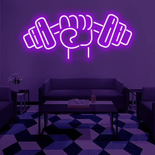 INSNEnN Barbell Neon Sign, Dumbbell LED Light for Home Gym Decor, Dimmable USB Powered Gym Lighting Decoration for Workout Room, Fitness Center, Sports Club, Gift for Friends, Teens & Boys, 24*10.9 inches