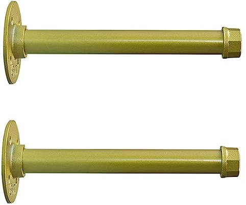 2 Stück Regalhalterung, Industrie Rohr Regalträger, Regalhalterung schwimmende, mit Schrauben Winkel Regal Regalhalterung, Multifunktionale Metallwinkel 90 Grad für Wandhalterung Regal (Color : Gold