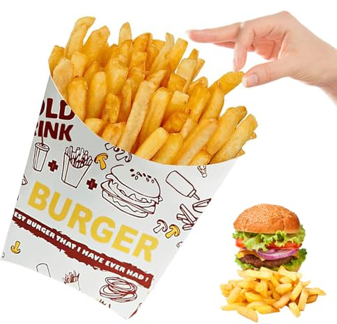 KUIZHEN Pommes Frites Becher, 50 Stück Groß Pommes Frites Boxen Popcorn Boxen Snack Container Papier Becher Geeignet für Burger Geschäft Home Reisefilm Nachtparty