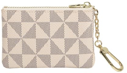 Geldbörse Damen Klein,Reißverschluss Geldbörse Damen Klein Leder,Tragbarer Münzportemonnaie mit Schlüsselbund,Mini Geldbeutel für Herren and Damen (Weiß)