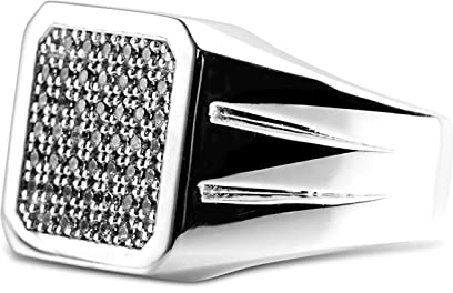 ANAZOZ Ringe Silber Herren Gothic, Punk Ringe Herren Schmuck Siegelring mit Zirkonia größe 61