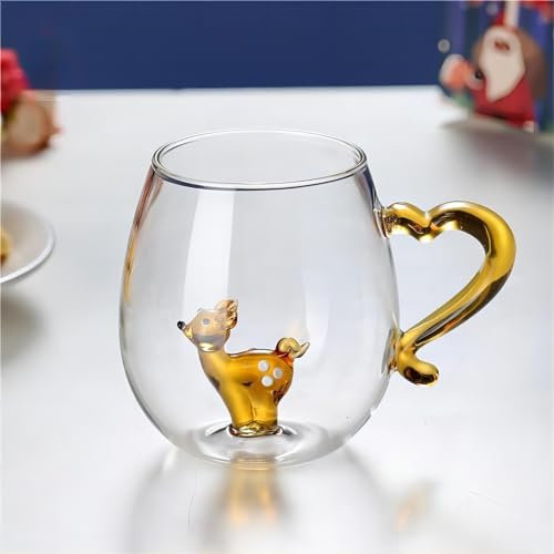 Tuzsocr Niedliche Weihnachtstassen – 300 ml isolierte Glas-Kaffeetasse, Baum-Schneeflocken-Glaswaren für Tee, Milch, Getränke, Saft – perfektes Geburtstags- und Festivalgeschenk für Frauen, Mutter und