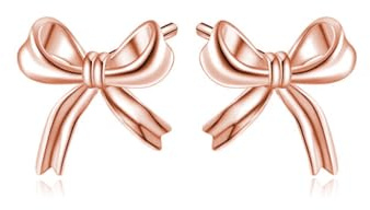 Reffeer Ohrstecker aus massivem 925er-Sterlingsilber mit Schleife für Damen, kleine Band-Ohrstecker mit Schleife
