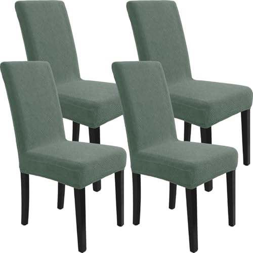 YSTELLAA Stretch Stuhlhussen 4er Set, Hohen Zurück Hussen Für Stühle Elastizitä, Stuhlbezug Abnehmbare Waschbar, Jacquard Stuhlbezüge Moderne, Stuhlhusse Weihnachtsdekorationen, Hellgrün