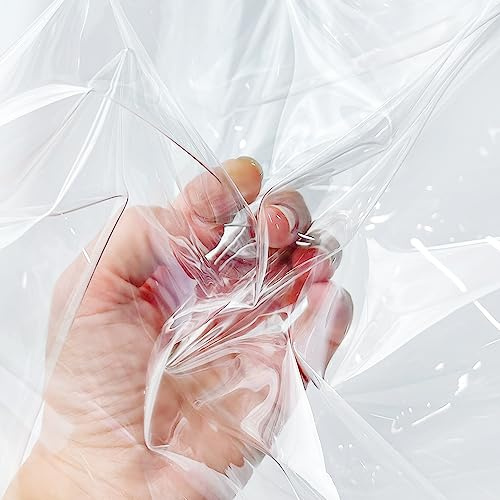 ONEART | Transparent vinyltyg 91 x 135 cm, mångsidig – 0,3 mm klar vattentät TPU-tyg metervara för sömnad, hantverk, heminredning