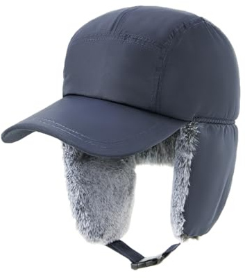 YAMEE Vinterbaseballkeps män varm, trapper mössa för män vintage med plysch foder, vintermössor damer mjuk, pilotmössa för män köldskydd, rysk mössa vindtät, Mörkblå, one size