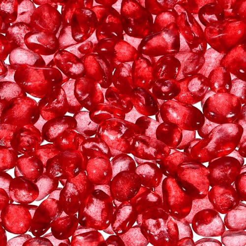 sourcing map Glass Stones, 453g/1 lbs Glass Pebbles Marbles Artificial Beads Gem Stones for Display Vase Filler Terrarium Flowerpot Decoration (5-9 MM, Red)