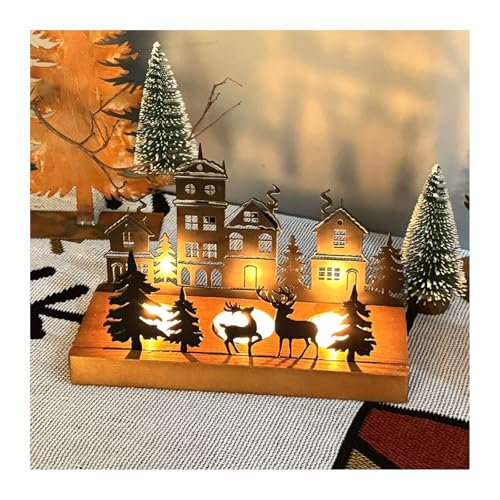 Kerzenhalter, Dekoration, schwarzes Holz und Eisen, Weihnachtskerzenhalter, dekorativer Kandelaber für Terrasse, Esstisch, Schreibtisch, Party, Hauseinweihung, Geschenk, neues Zuhause
