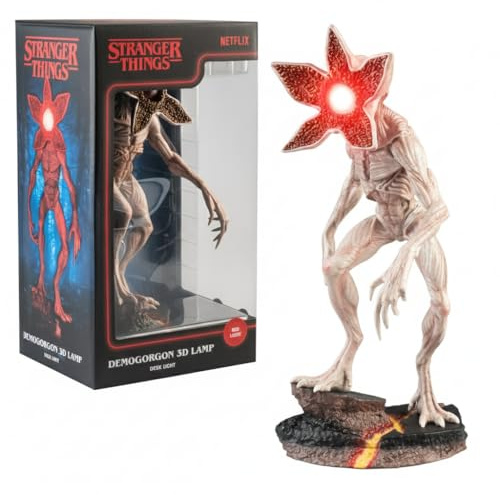 Lampara Stranger Things Demogorgon figura - Lampara Escritorio Gaming o Mesita de noche Con Luz LED roja (USB o Bateria) Decoracion habitacion : Regalo Friki │ Stranger Things Merchandising (34x19 cm)